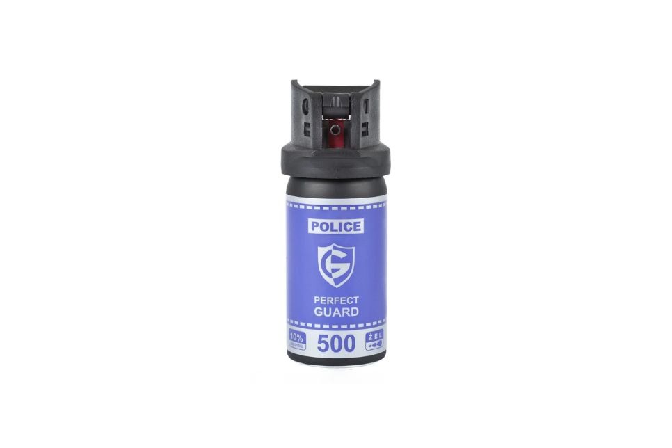 Na zdjęciu znajduje się gaz pieprzowy Police Perfect Guard 500 40 ml w żelu na białym tle.